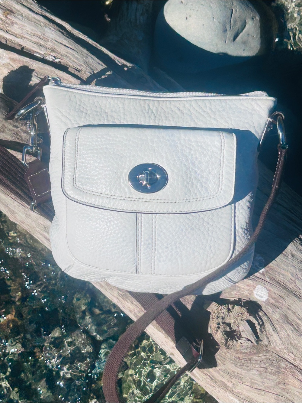 Vintage Coach Hamilton / Park Leather Turnlock Crossbody Swingpack Bag